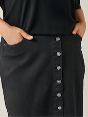 Schwarz - Evans Blue Button Through Skirt - Bild 4 von 4