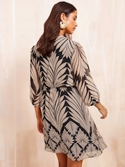 Friends Like These Black Petite Chiffon Ruche Waist Mini Dress - Image 2 of 4