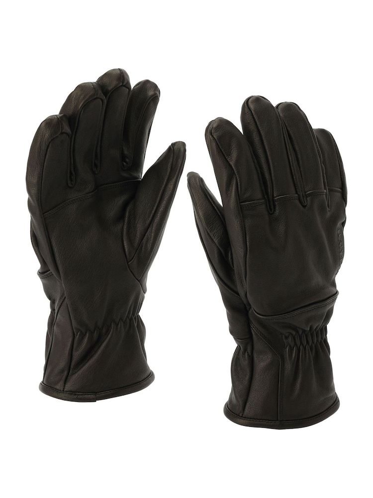 AllSaints Black Debossed Logo Leather Gloves - Image 2 of 4