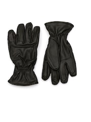 AllSaints Black Debossed Logo Leather Gloves - Image 3 of 4