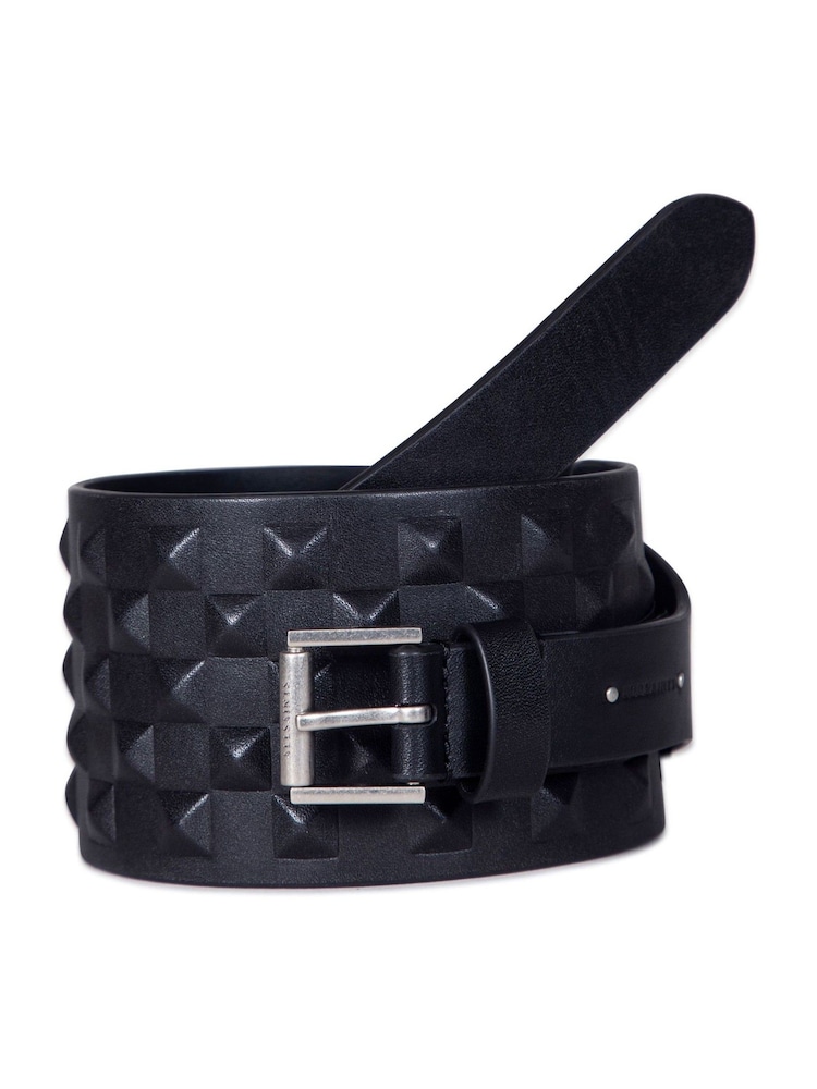 AllSaints Black 25-75Mm Tapered Injected Pyramid Stud Belt - Image 1 of 3