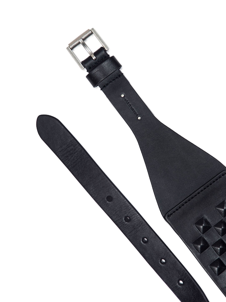 AllSaints Black 25-75Mm Tapered Injected Pyramid Stud Belt - Image 3 of 3 AllSaints Black 25-75Mm Tapered Injected Pyramid Stud Belt - Image 3 of 3