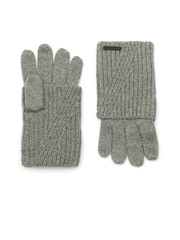 AllSaints Grey Traveling Rib Foldover Gloves - Image 2 of 4