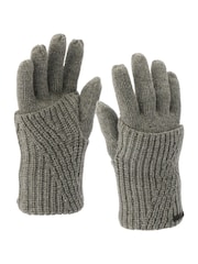 AllSaints Grey Traveling Rib Foldover Gloves - Image 3 of 4