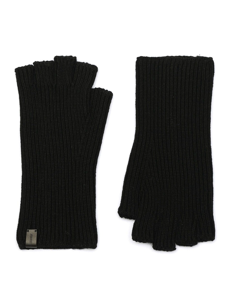 AllSaints Black Ribbed Fingerless Gloves - Image 4 of 4 AllSaints Black Ribbed Fingerless Gloves - Image 4 of 4
