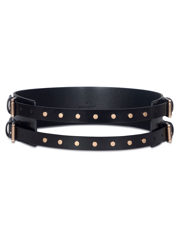 AllSaints Black 70Mm Waist Belt With Flat Studs - Image 2 of 3