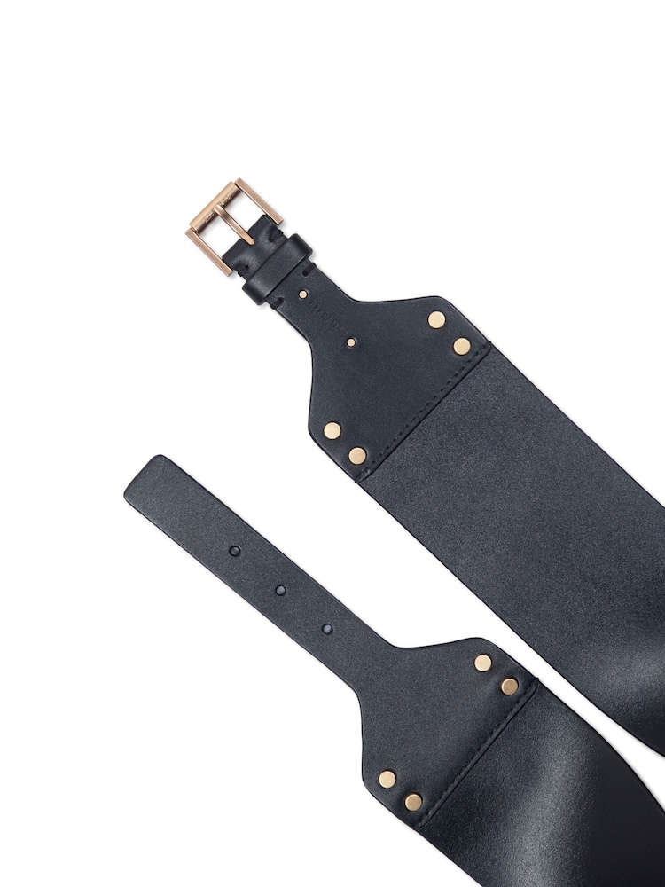 AllSaints Black 70Mm Waist Belt With Flat Studs - Image 3 of 3