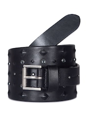 AllSaints Black 75Mm Studded Tapered Waist Belt - Image 1 of 3
