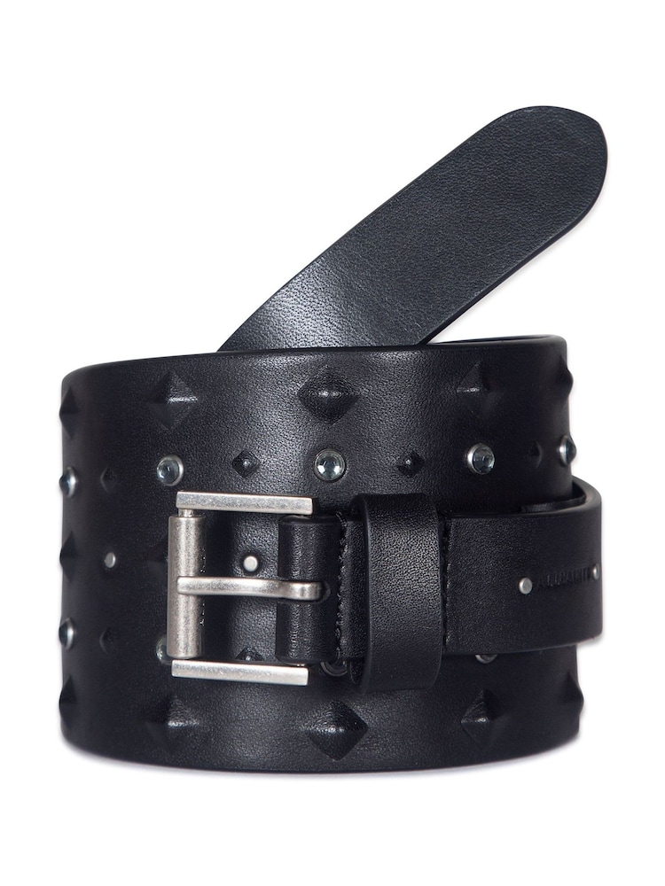 AllSaints Black 75Mm Studded Tapered Waist Belt - Image 1 of 3