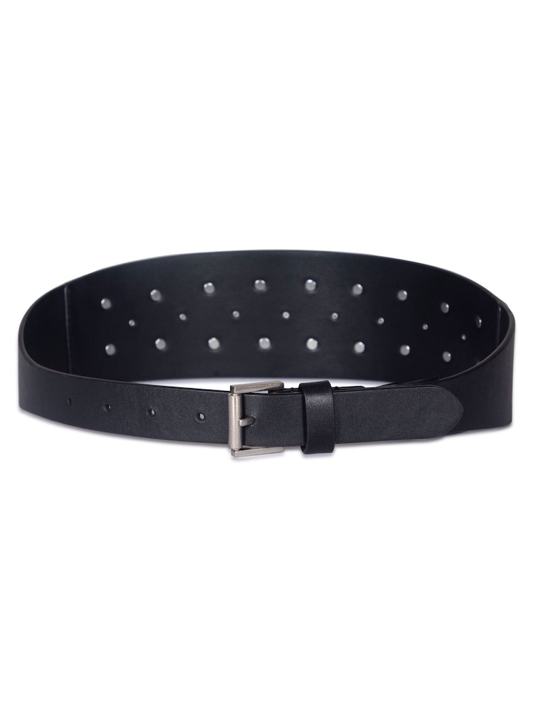 AllSaints Black 75Mm Studded Tapered Waist Belt - Image 2 of 3