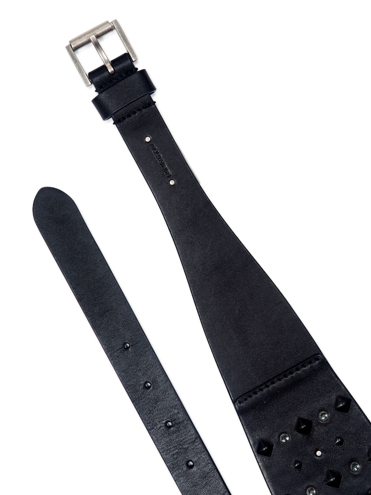 AllSaints Black 75Mm Studded Tapered Waist Belt - Image 3 of 3