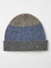 FatFace Grey Lambswool Colourblock Beanie Hat - Image 1 of 1
