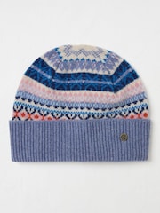 FatFace Blue Lambswool Fairisle Beanie Hat - Image 1 of 2