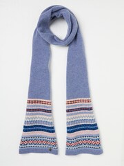 FatFace Blue Lambswool Fairisle Scarf - Image 1 of 3