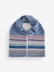 FatFace Blue Lambswool Fairisle Scarf - Image 2 of 3