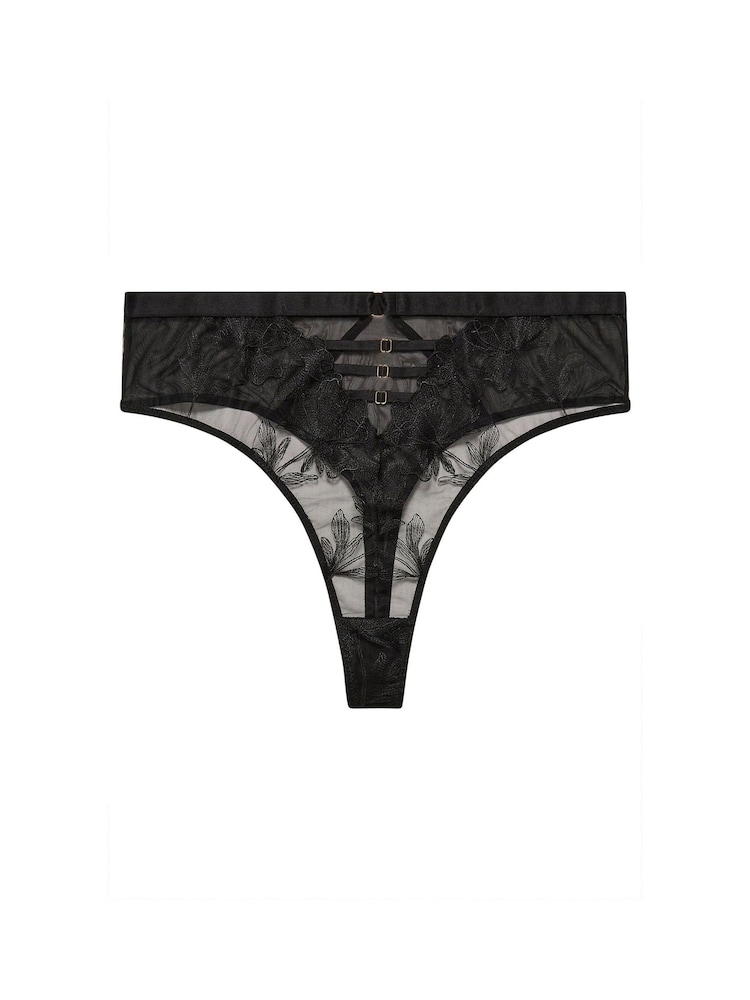 Yours Curve Black Eleanor Embellished High Waist Thong - Image 4 of 4