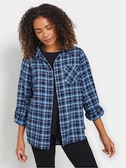 M&Co Blue Check Long Sleeve 100% Cotton Shirt - Image 1 of 5