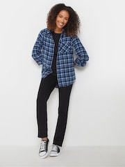 M&Co Blue Check Long Sleeve 100% Cotton Shirt - Image 2 of 5