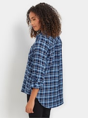 M&Co Blue Check Long Sleeve 100% Cotton Shirt - Image 3 of 5