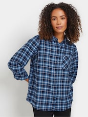 M&Co Blue Check Long Sleeve 100% Cotton Shirt - Image 4 of 5
