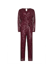M&Co Red Sequin Wrap Jumpsuit - Image 5 of 5