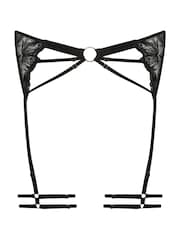 Yours Curve Black Eleanor Embellished Thigh Harness Bra - Image 2 of 3