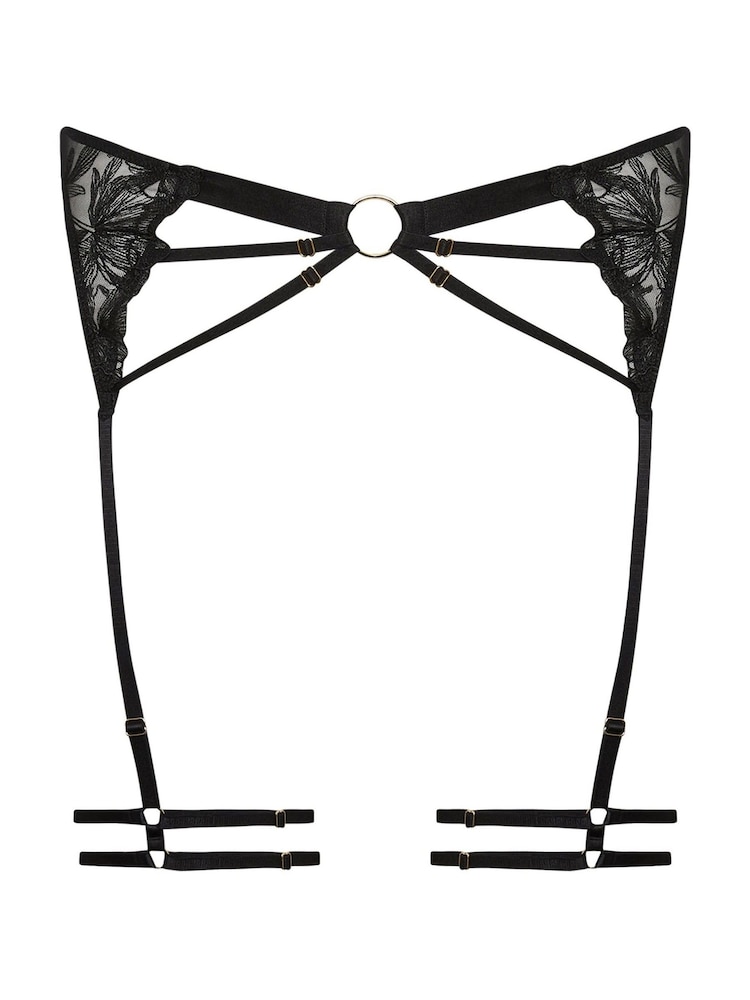 Yours Curve Black Eleanor Embellished Thigh Harness Bra - Image 2 of 3