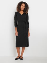 M&Co Black Plain Wrap Front Dress - Image 2 of 5