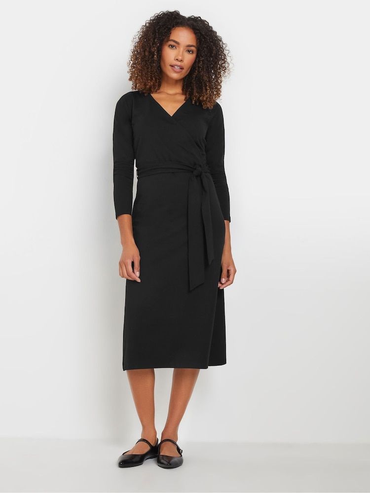 M&Co Black Plain Wrap Front Dress - Image 2 of 5