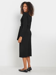 M&Co Black Plain Wrap Front Dress - Image 3 of 5