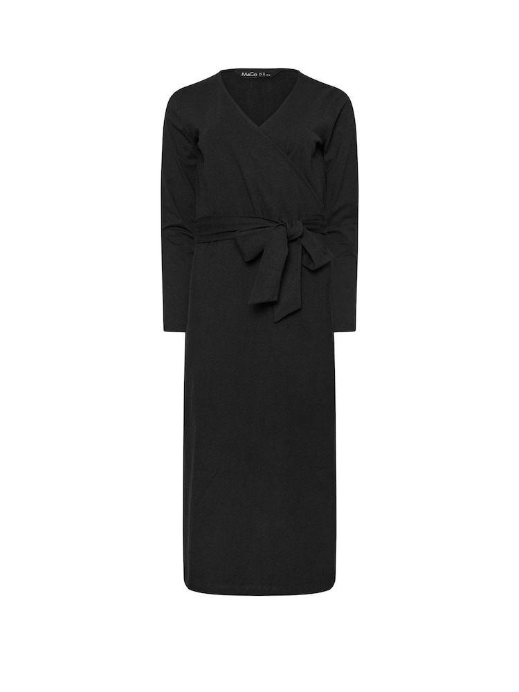 M&Co Black Plain Wrap Front Dress - Image 5 of 5