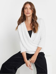 M&Co White 3/4 Sleeve Wrap Top - Image 1 of 5