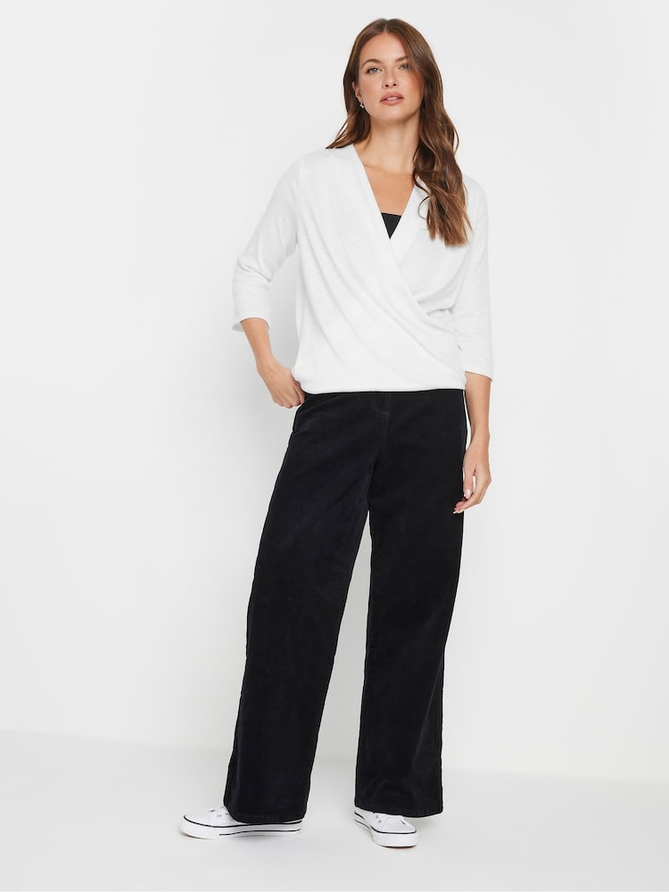 M&Co White 3/4 Sleeve Wrap Top - Image 2 of 5