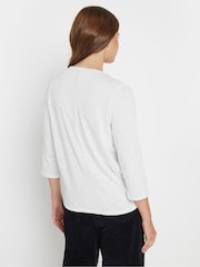 M&Co White 3/4 Sleeve Wrap Top - Image 3 of 5