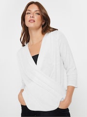 M&Co White 3/4 Sleeve Wrap Top - Image 4 of 5