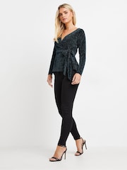 M&Co Black Brillo Wrap Top - Image 3 of 5