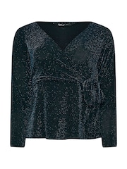 M&Co Black Brillo Wrap Top - Image 5 of 5