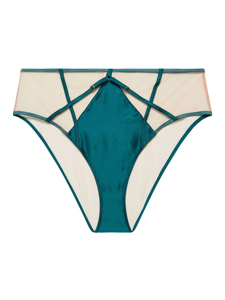 Yours Curve Blue Ramona Strap High Waist Briefs - Image 1 of 2