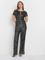 M&Co Silver Keyhole Sequin Jumpsuit - Image 3 of 5