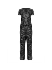 M&Co Silver Keyhole Sequin Jumpsuit - Image 5 of 5