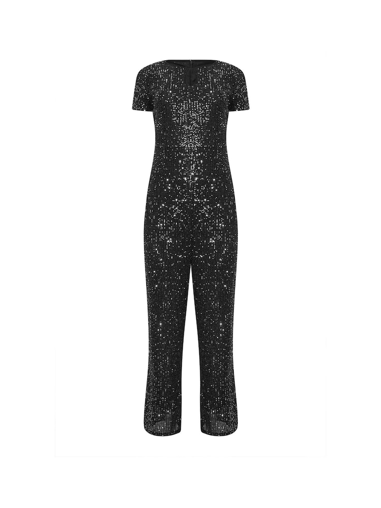 M&Co Silver Keyhole Sequin Jumpsuit - Image 5 of 5