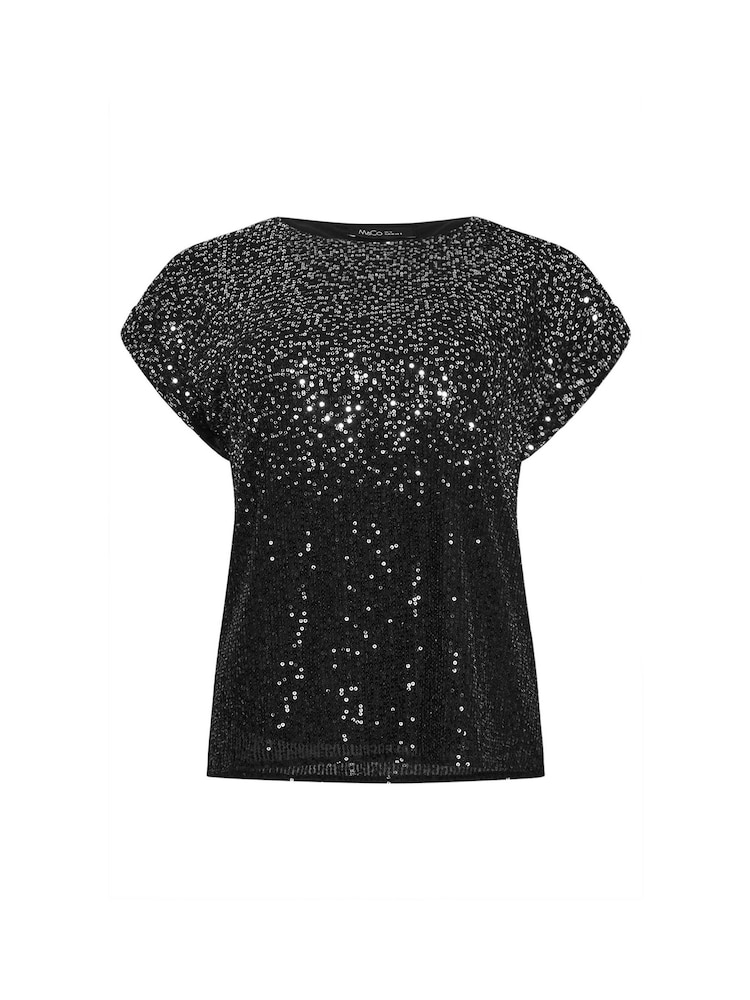 M&Co Silver Ombre Sequin Cape Sleeve Top - Image 6 of 6