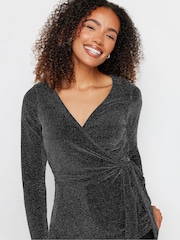 M&Co Black Brillo Wrap Top - Image 1 of 5