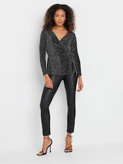 M&Co Black Brillo Wrap Top - Image 2 of 5