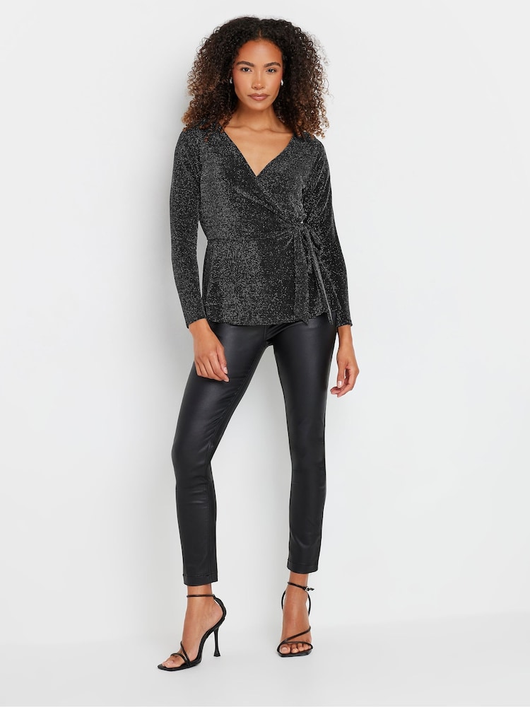 M&Co Black Brillo Wrap Top - Image 2 of 5