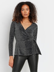 M&Co Black Brillo Wrap Top - Image 4 of 5