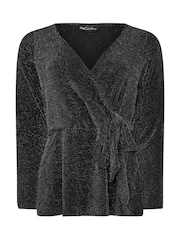 M&Co Black Brillo Wrap Top - Image 5 of 5