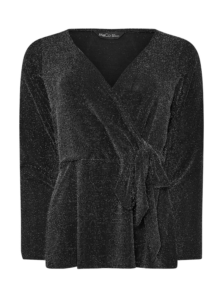 M&Co Black Brillo Wrap Top - Image 5 of 5