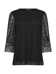 M&Co Black 3/4 Sleeve Lace Top - Image 5 of 5