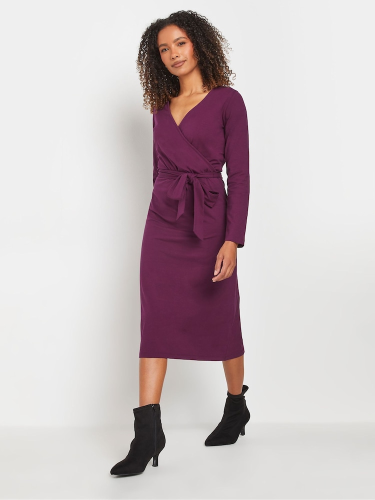 M&Co Purple Plain Wrap Dress - Image 1 of 5